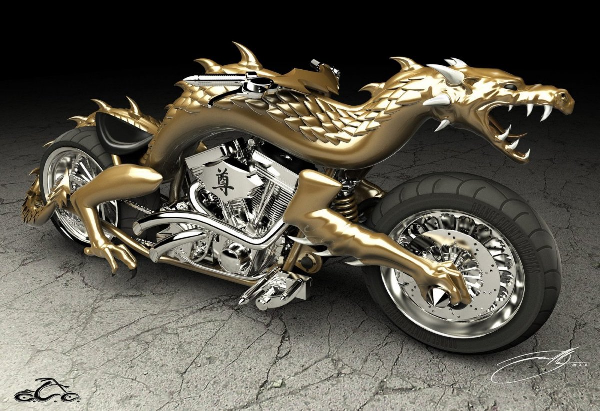 Золотой чоппер мотоцикл