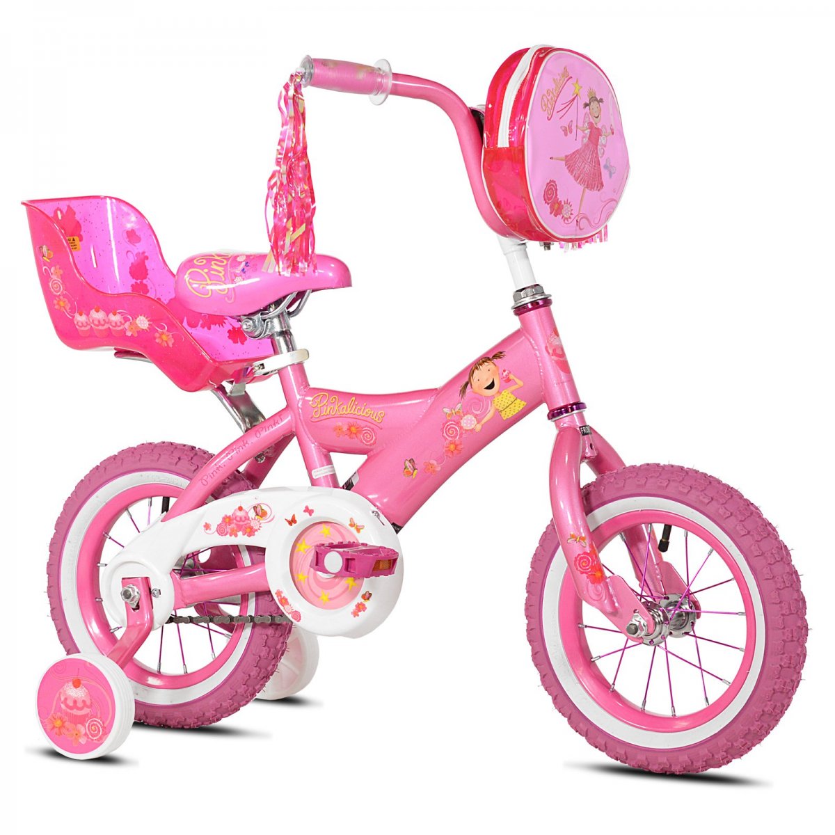 Розовый четырехколесный велосипед