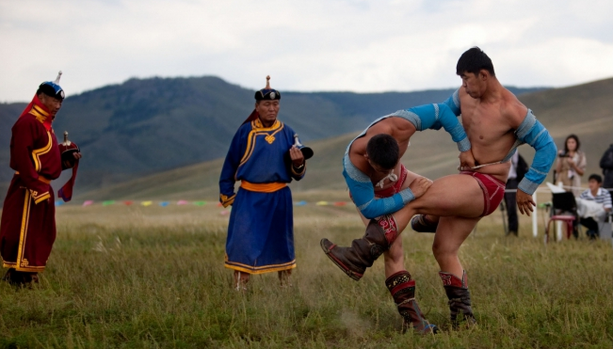 Наадам Монголы борьба