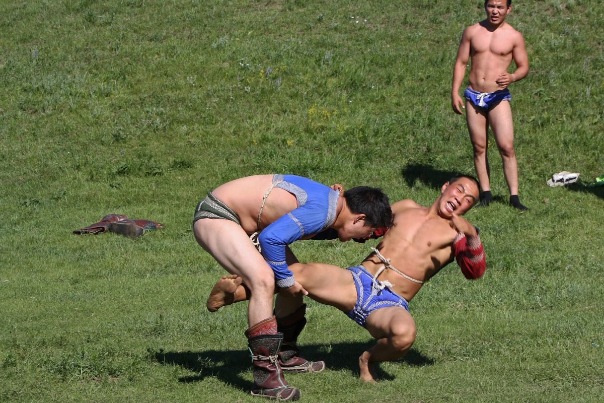 Наадам Монголы борьба