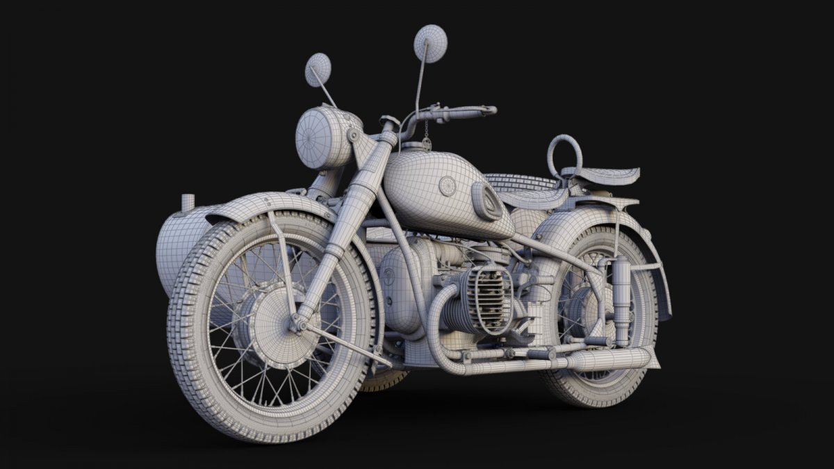 3д модель мотоцикла Урал