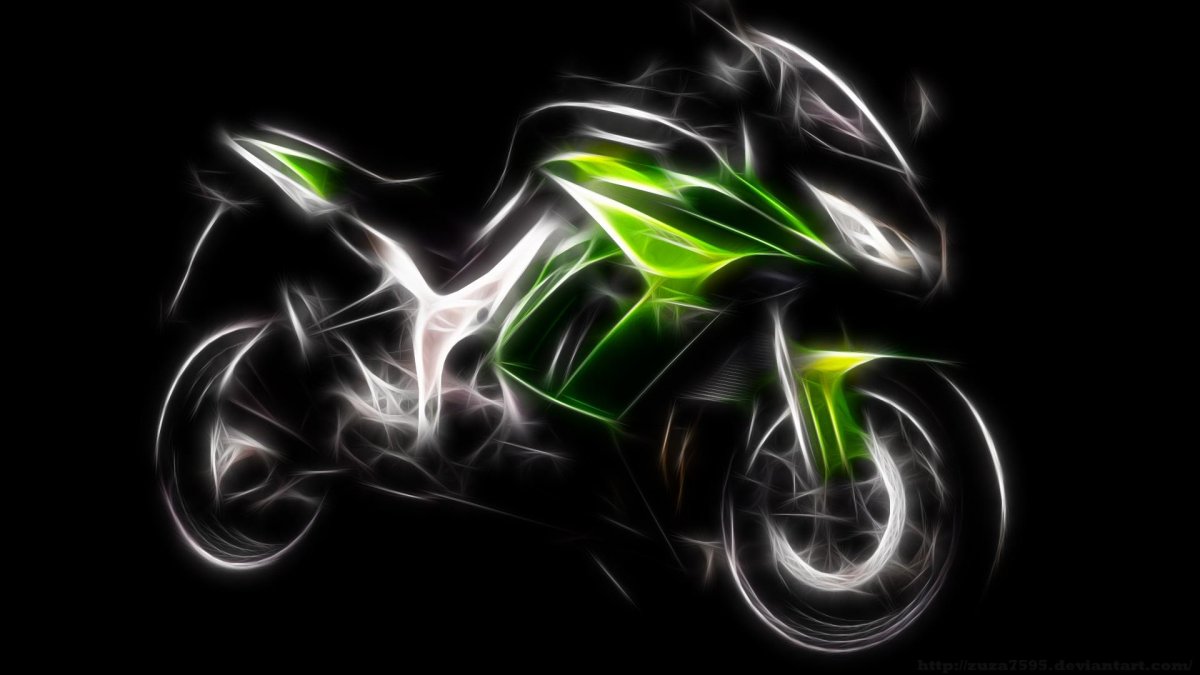 Неоновый зеленый мотоцикл