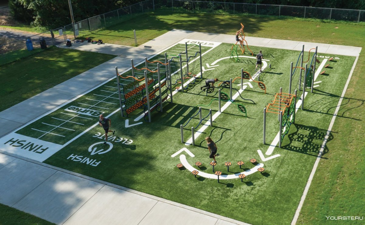 Уличные тренажеры вид сверху