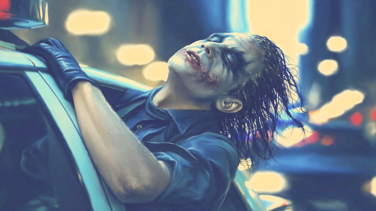 Джокер в полицейской машине темный рыцарь