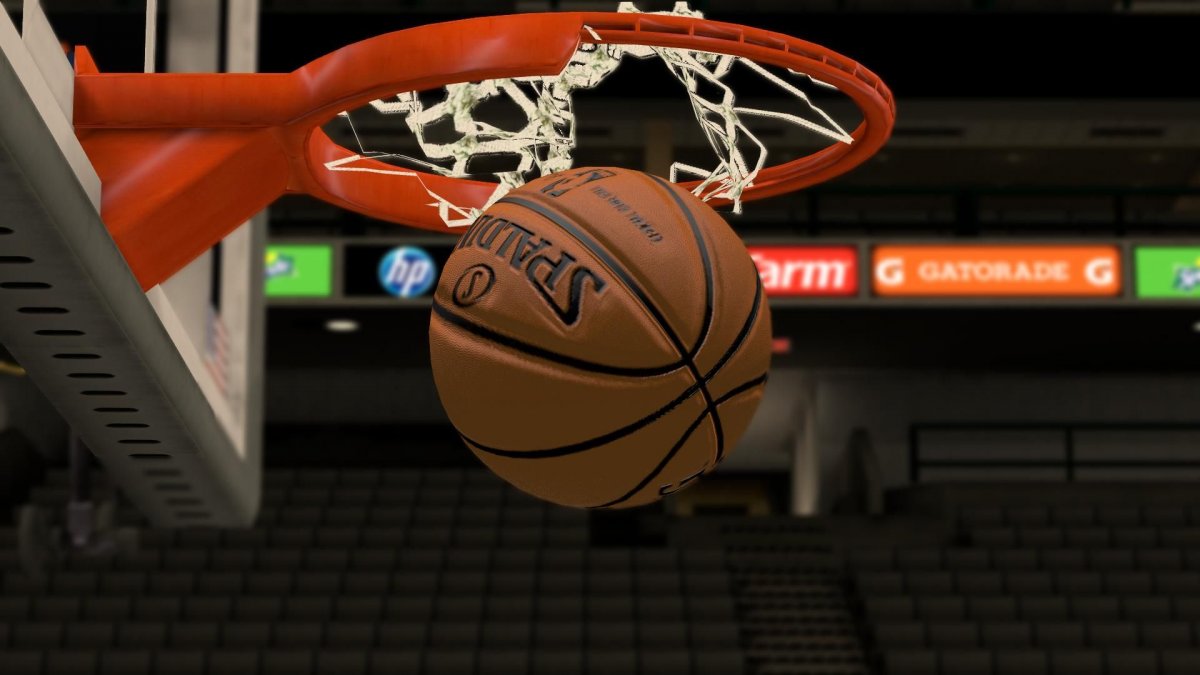 Баскетбольное кольцо на зеленом фоне