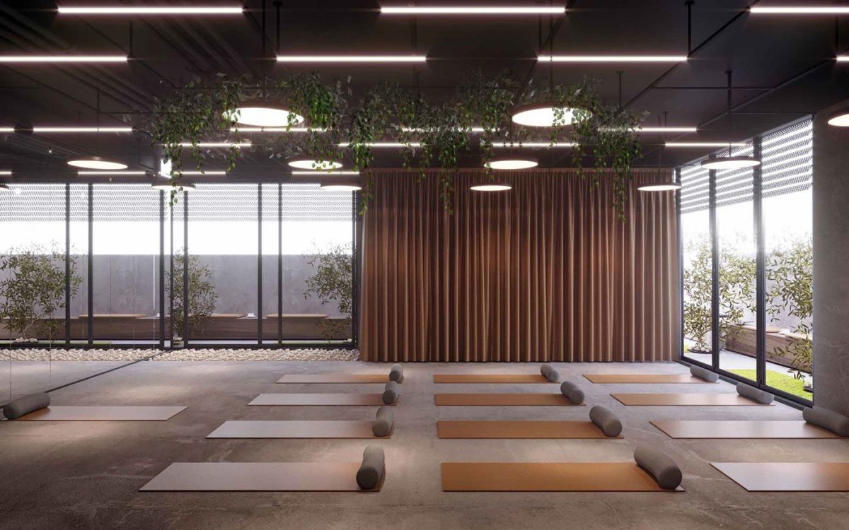 Интерьер зала для йоги