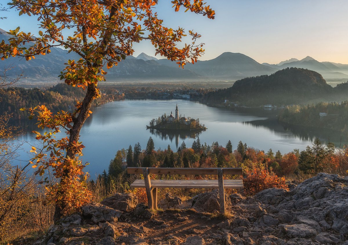 Озеро Блед Словения осень