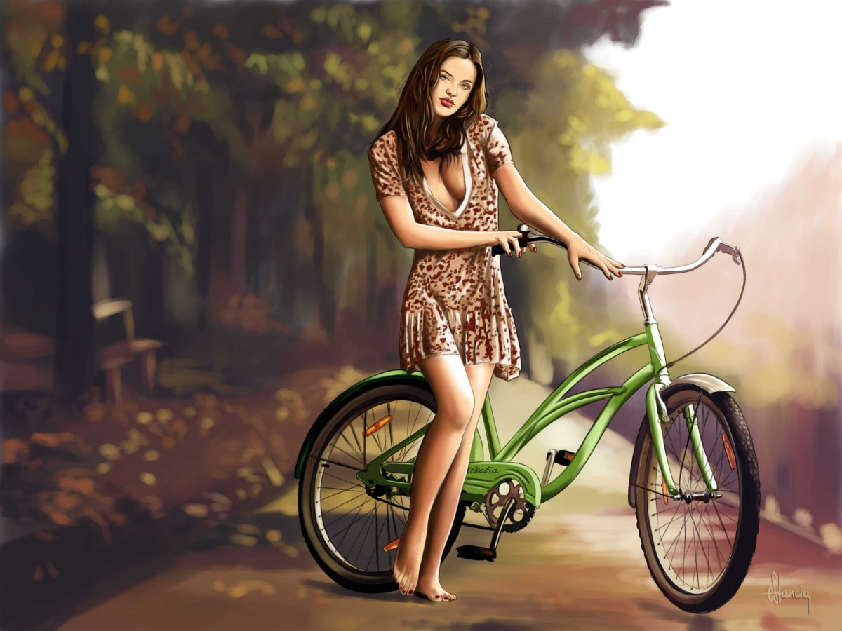 Красивые девушки на велосипеде