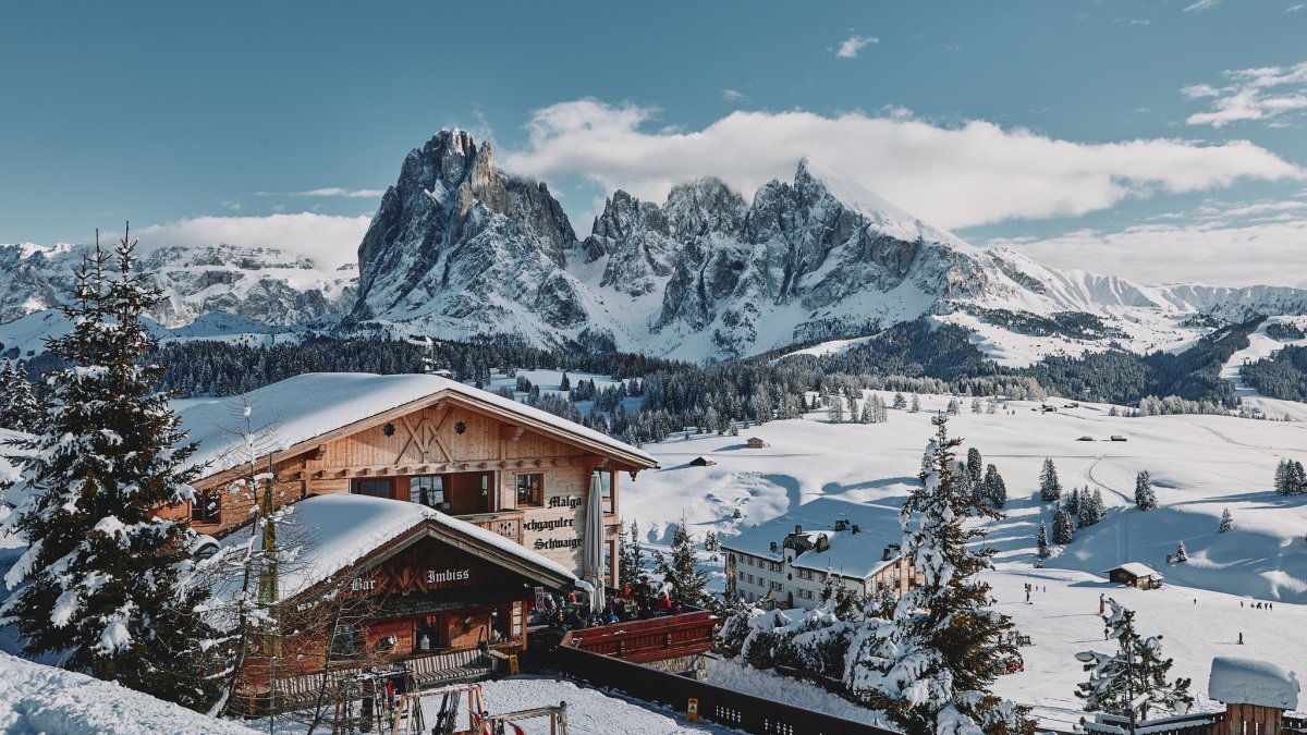 Санта Кристина Италия Доломитовые Альпы зимой