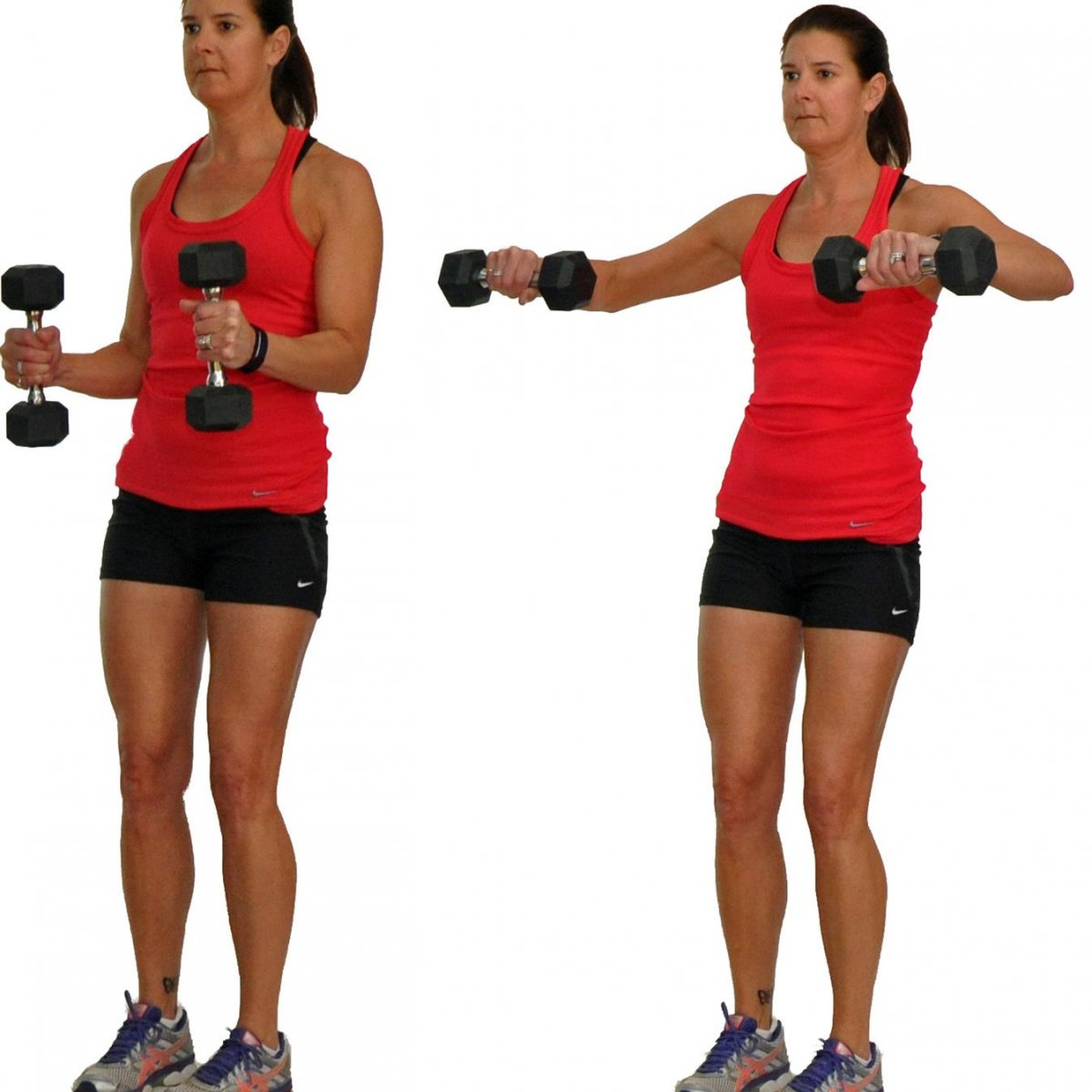 Разведение гантелей в наклоне