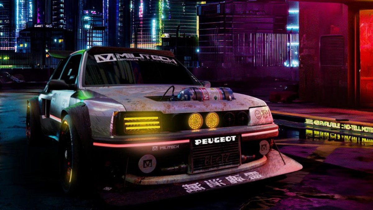 Cyberpunk 2077 машина неон