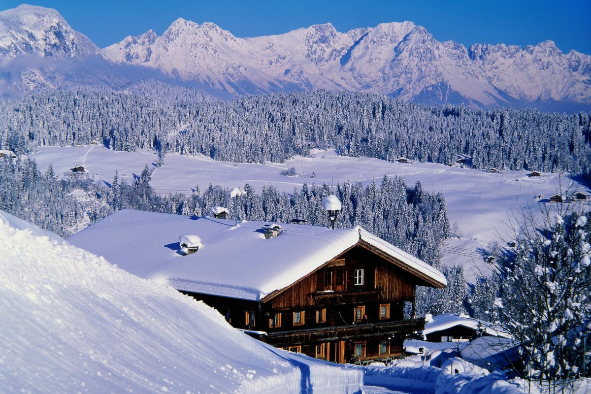 Австрия Тирольские Альпы зимой лес