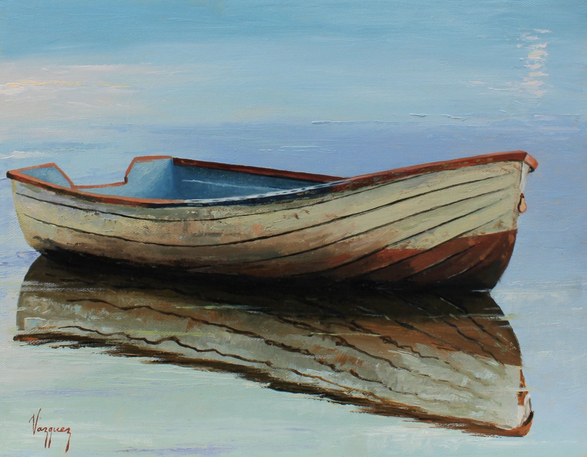 Лодка деревянная живопись