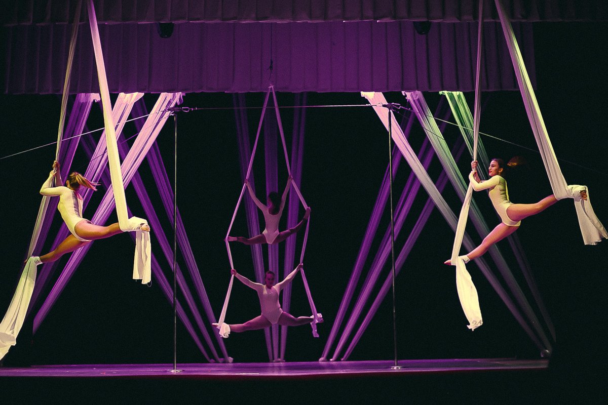Воздушная гимнастика на полотнах в цирке