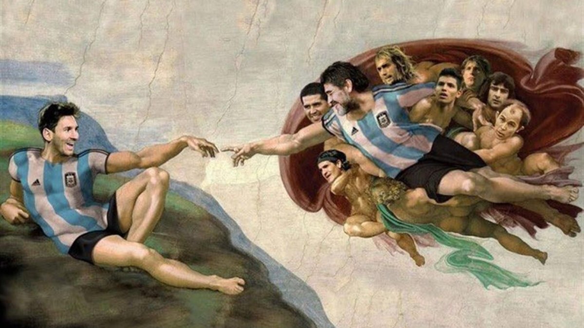 Фреска рука Бога Марадона