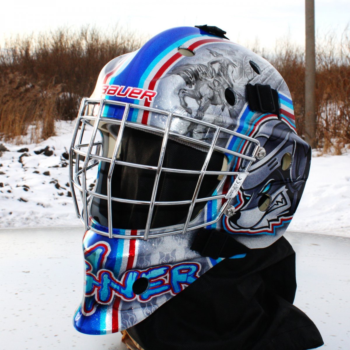 Аэрография на хоккейный шлем вратаря