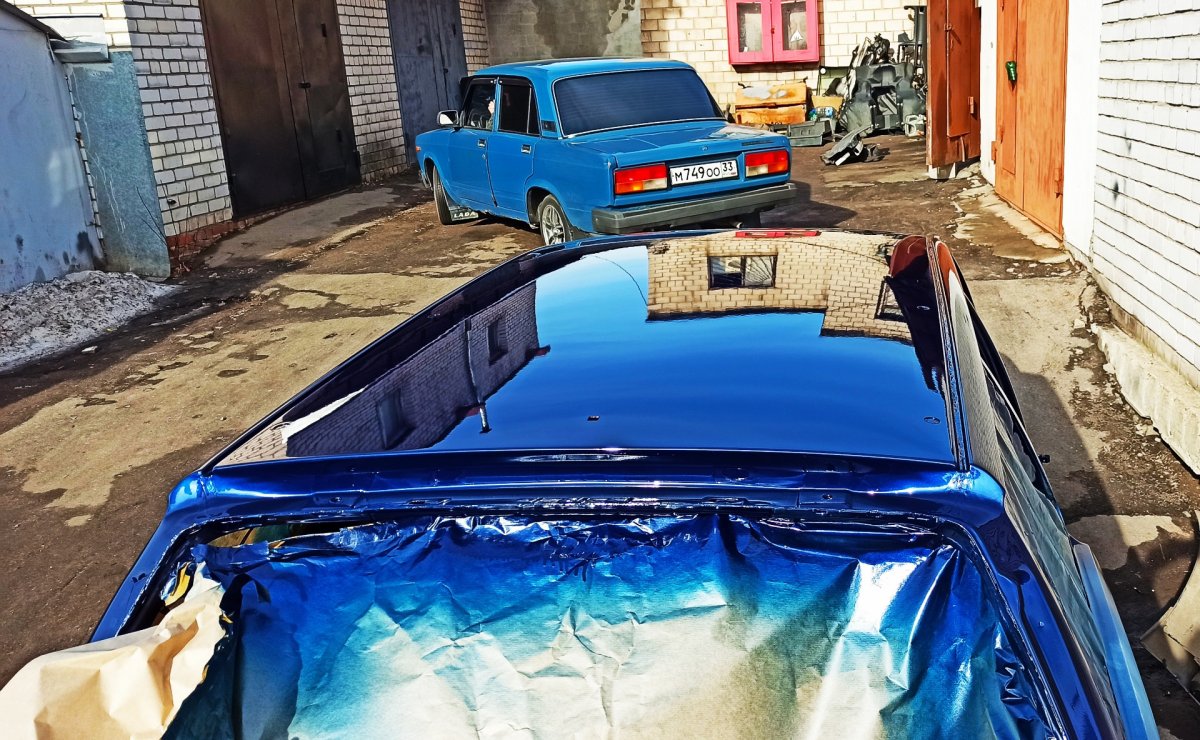 Покраска крыши переходом