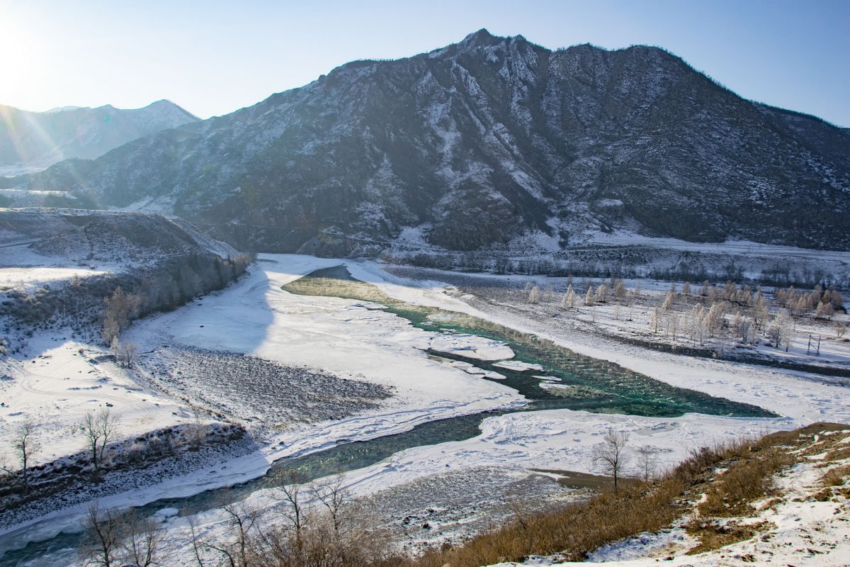 Зимний Алтай река Катунь