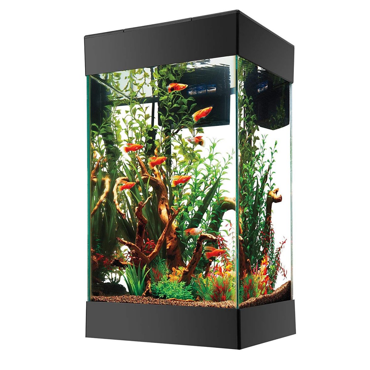 вертикальный аквариум в интерьере