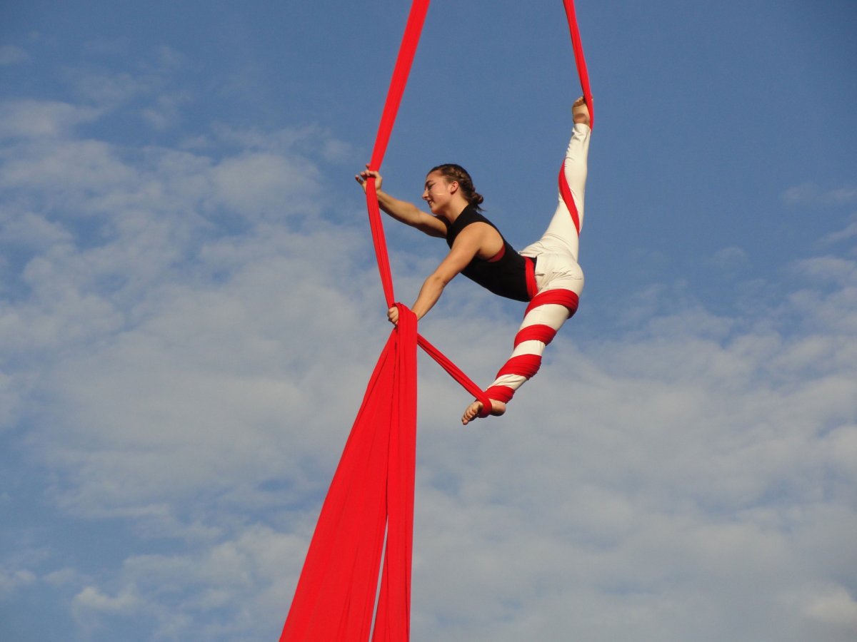 Воздушные гимнасты на полотнах