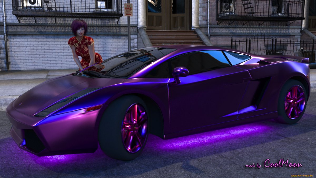 Длинная фиолетовая машина