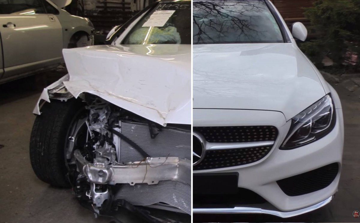 Разбитый Мерседес с180 белый