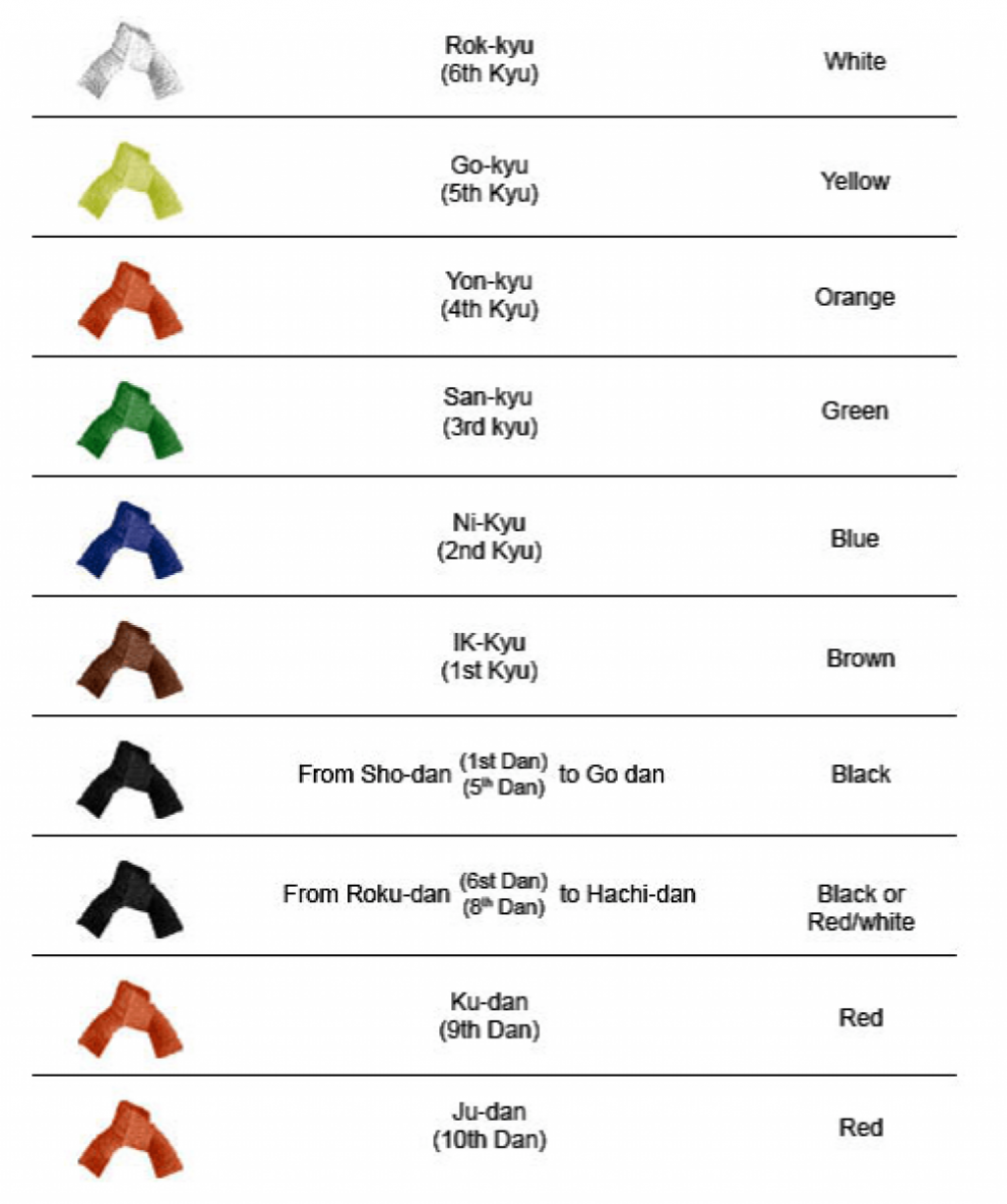 Уровни поясов в дзюдо