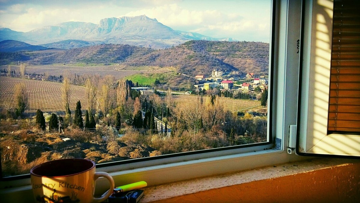 Вид из окна потрясающий на горы