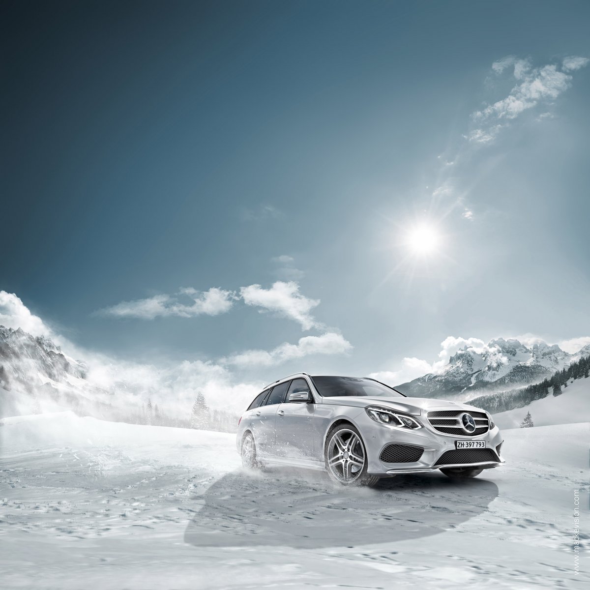 Mercedes в снегу