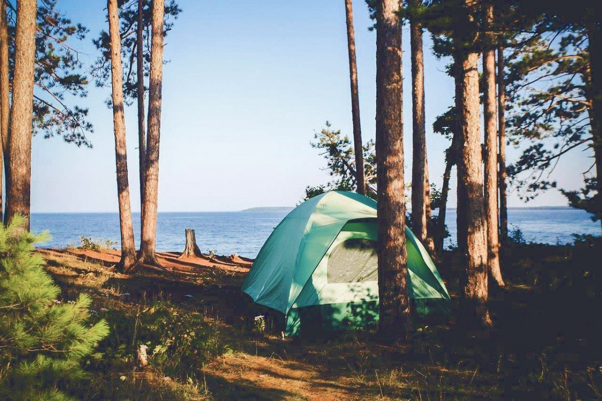 Кемпинг на финском заливе с палатками