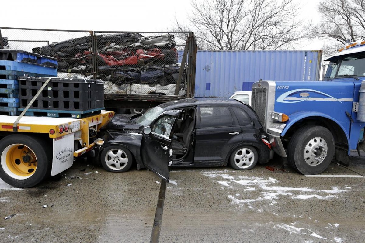 Crashed car before after