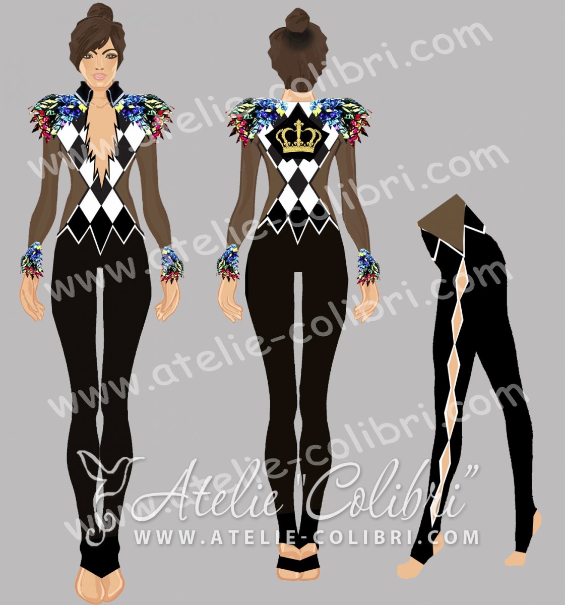 Белый комбинезон для художественной гимнастики