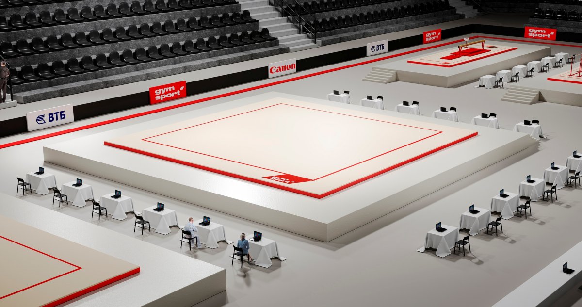 Гимнастический зал с поролоновой ямой