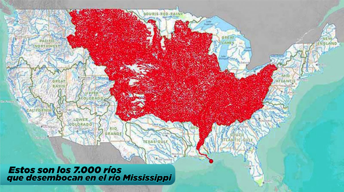 Бассейн Миссисипи на карте