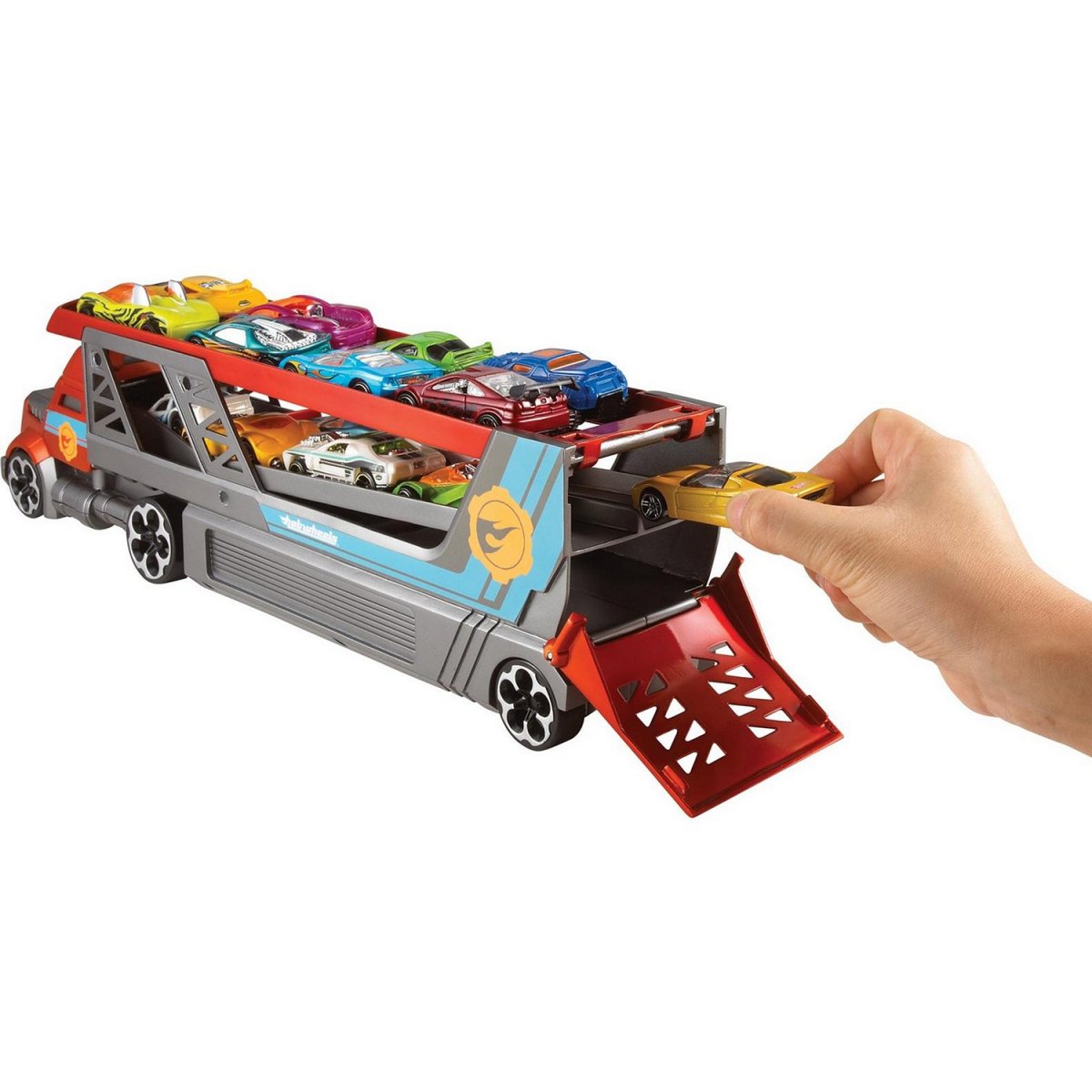 Автовоз hot Wheels на 14 машинок грузовик-пускатель cdj19.