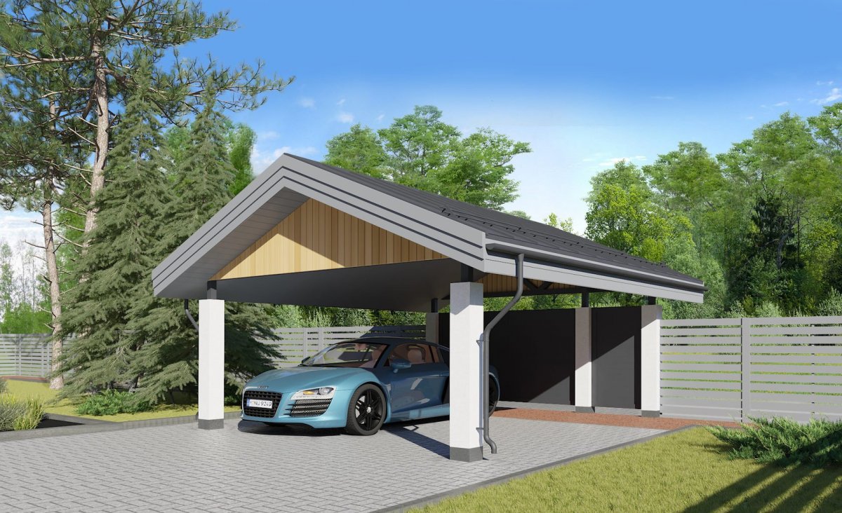 Дом сгорожем и навесом