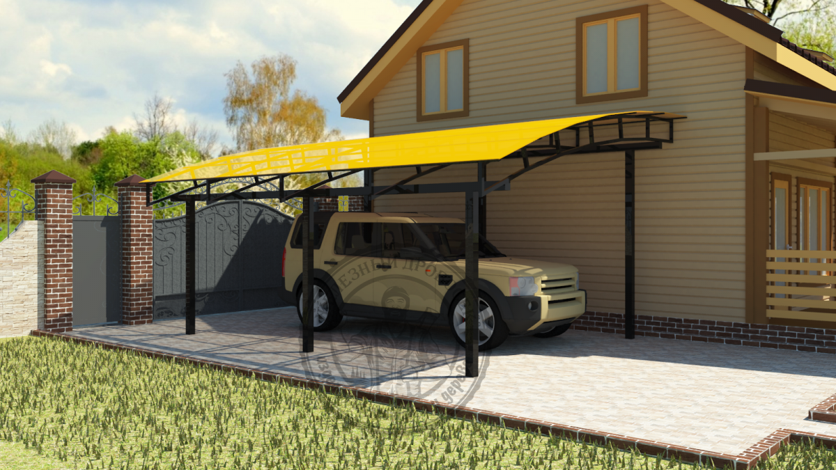 Проекты домов с навесом для машины
