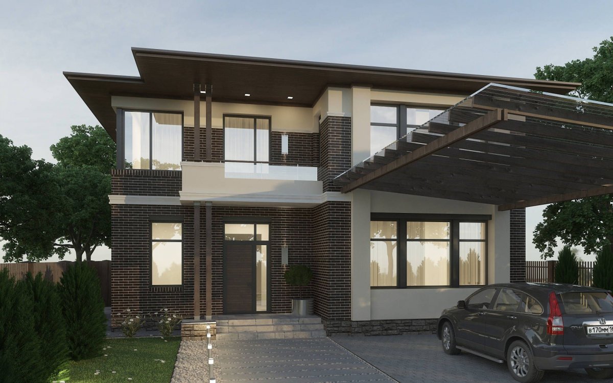 Дом с навесом для машины