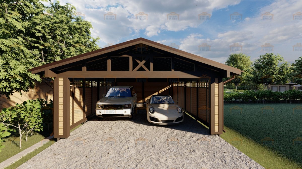 Навес для машины с хозблоком