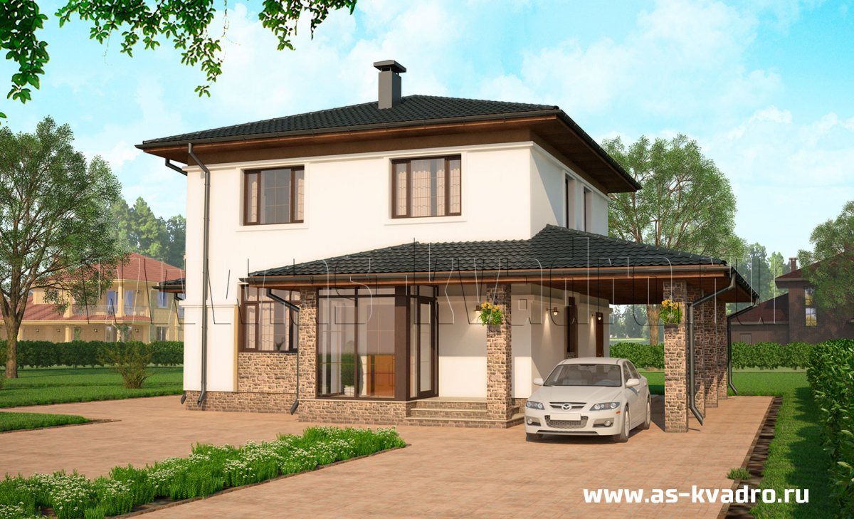 Дом с навесом для машины