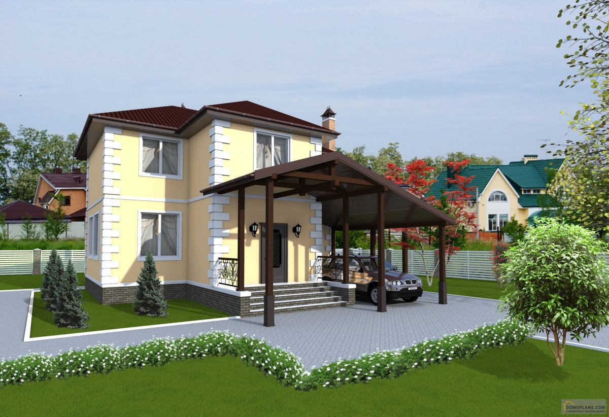 Навес для авто к дому