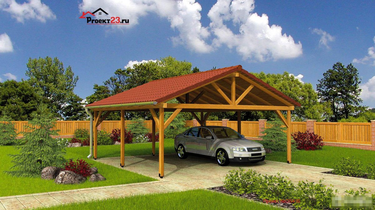 Навес для авто в частном доме