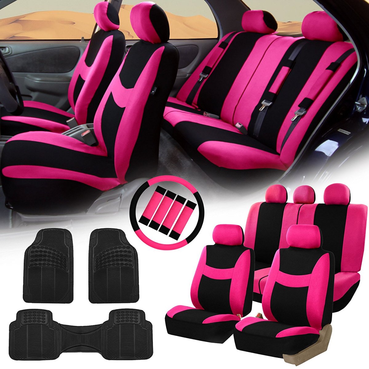 Черно-розовый салон авто