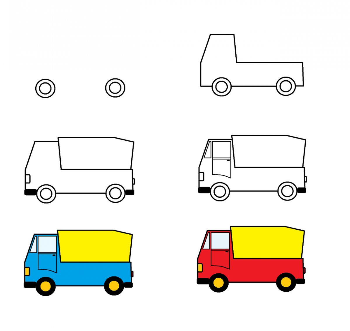 Схемы рисования машин для дошкольников