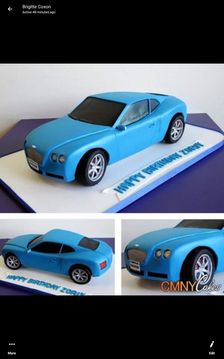 Торт синий с машинкой