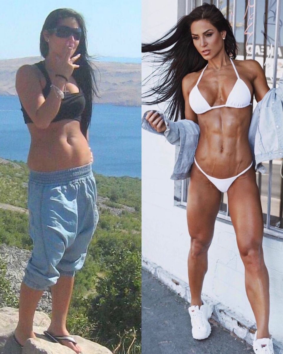 Фитнес до и после девушки с датой