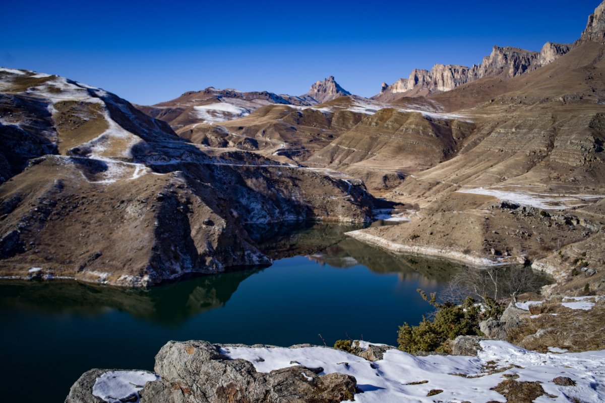 Озеро Гижгит Приэльбрусье зима 2022