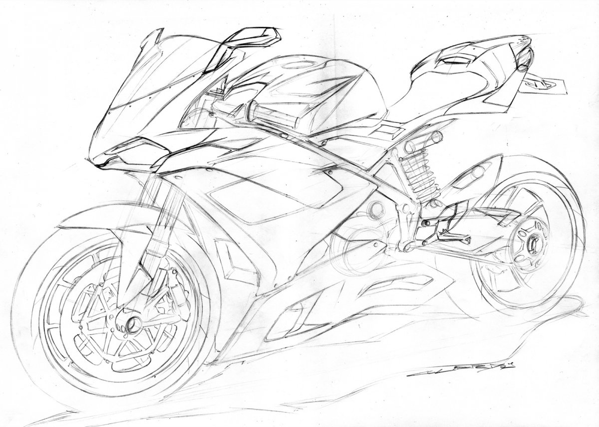 Зарисовки мотоциклов карандашом