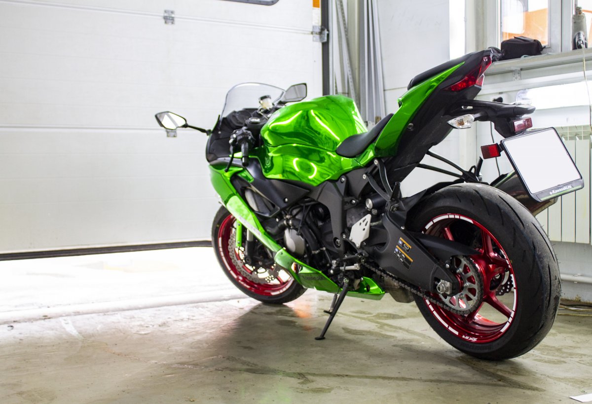 Kawasaki zx6r зеленый хром