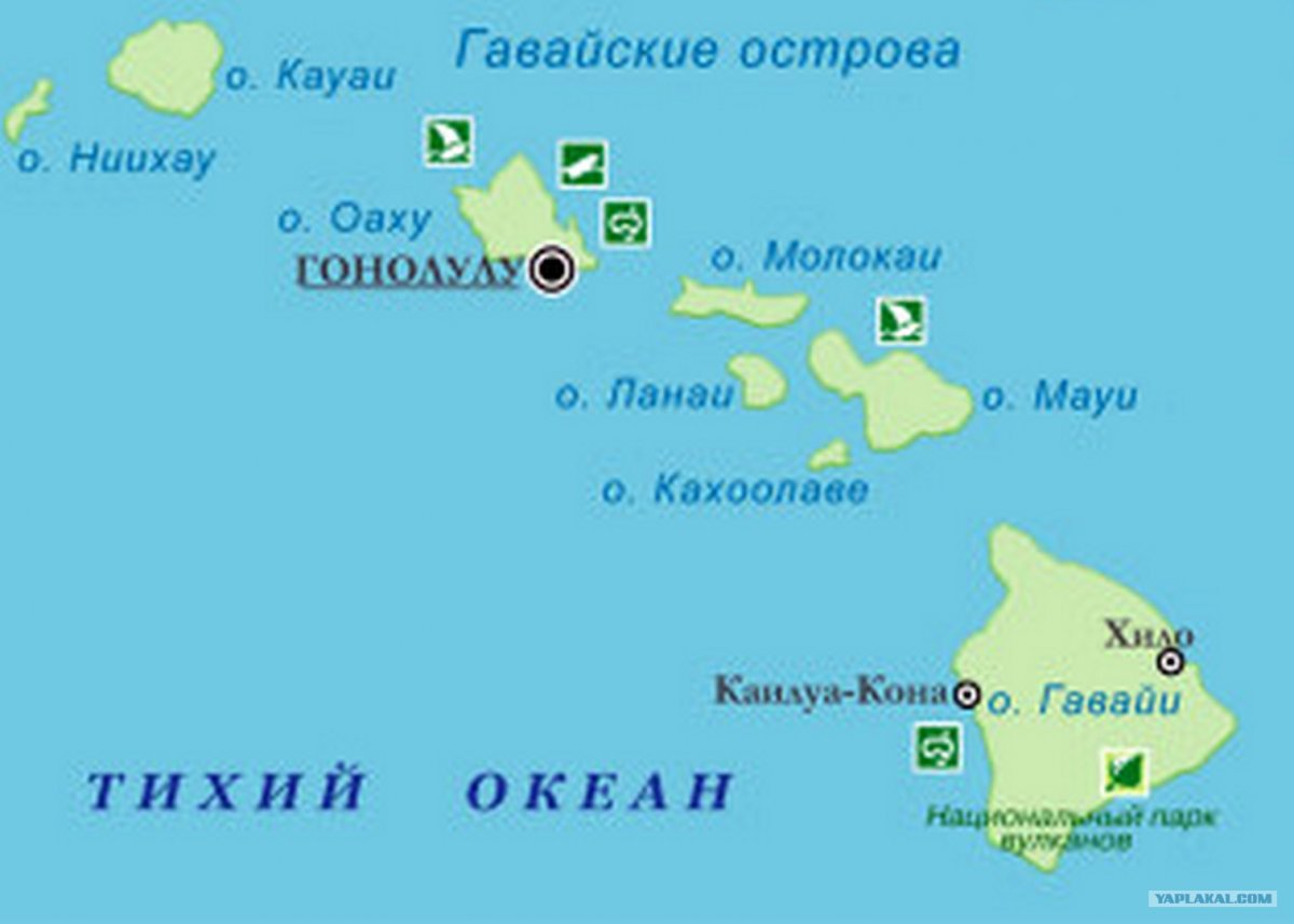 Остров Гавайи на карте полушарий